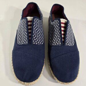 TOMS Palmera Womens 11 Americana Stars Stripes Navy Espadrille Slip On Flats HTF